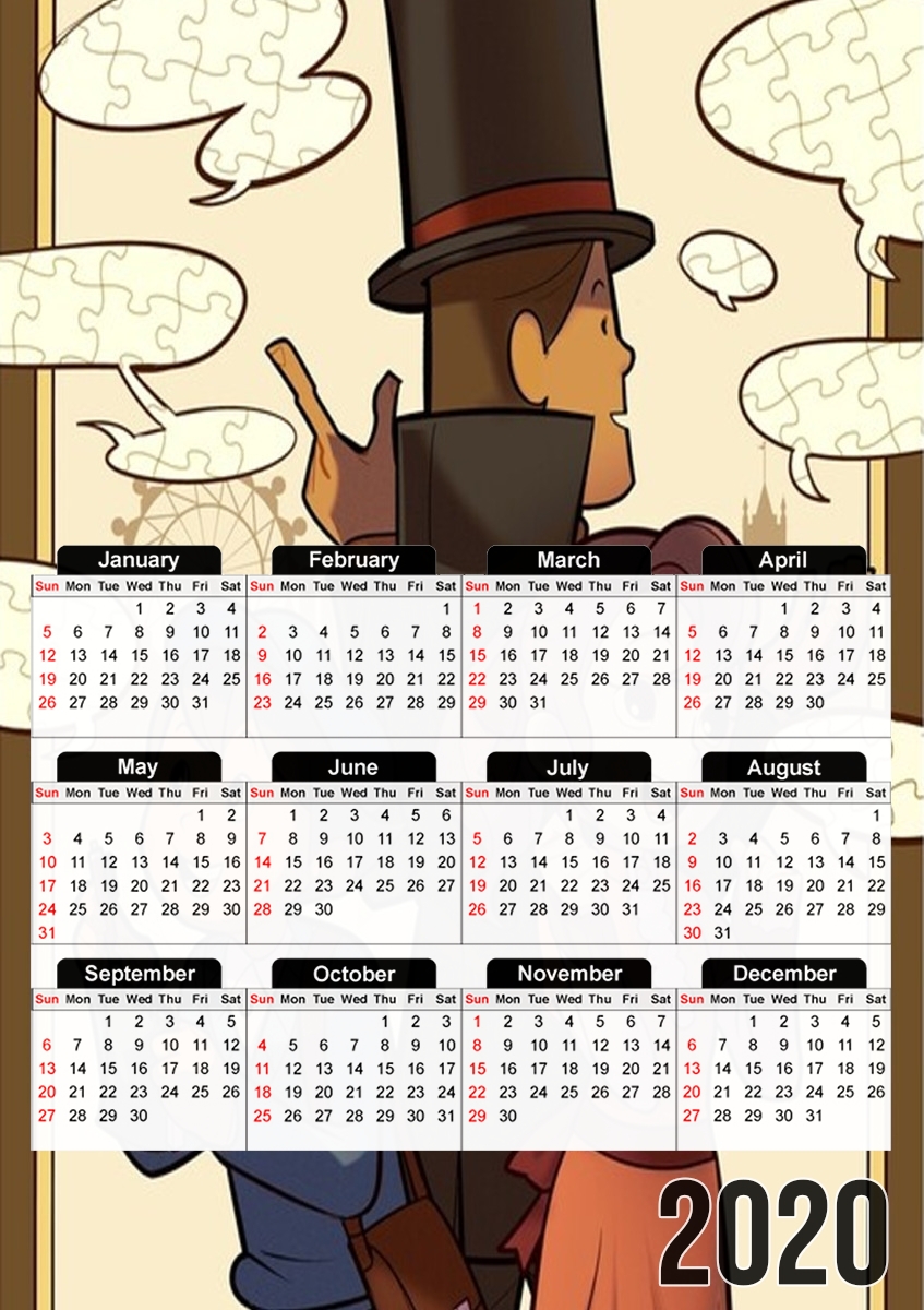  Professeur Layton para A3 Photo Calendar 30x43cm