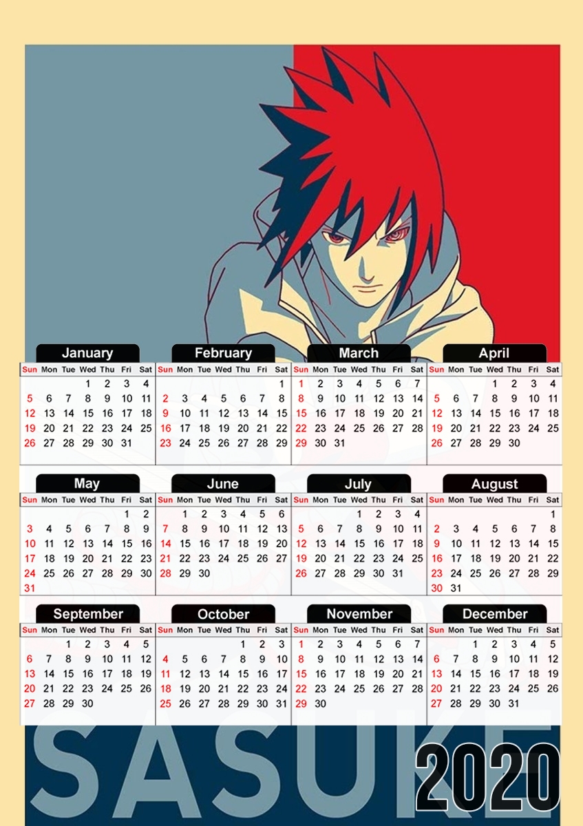  Propaganda Sasuke para A3 Photo Calendar 30x43cm