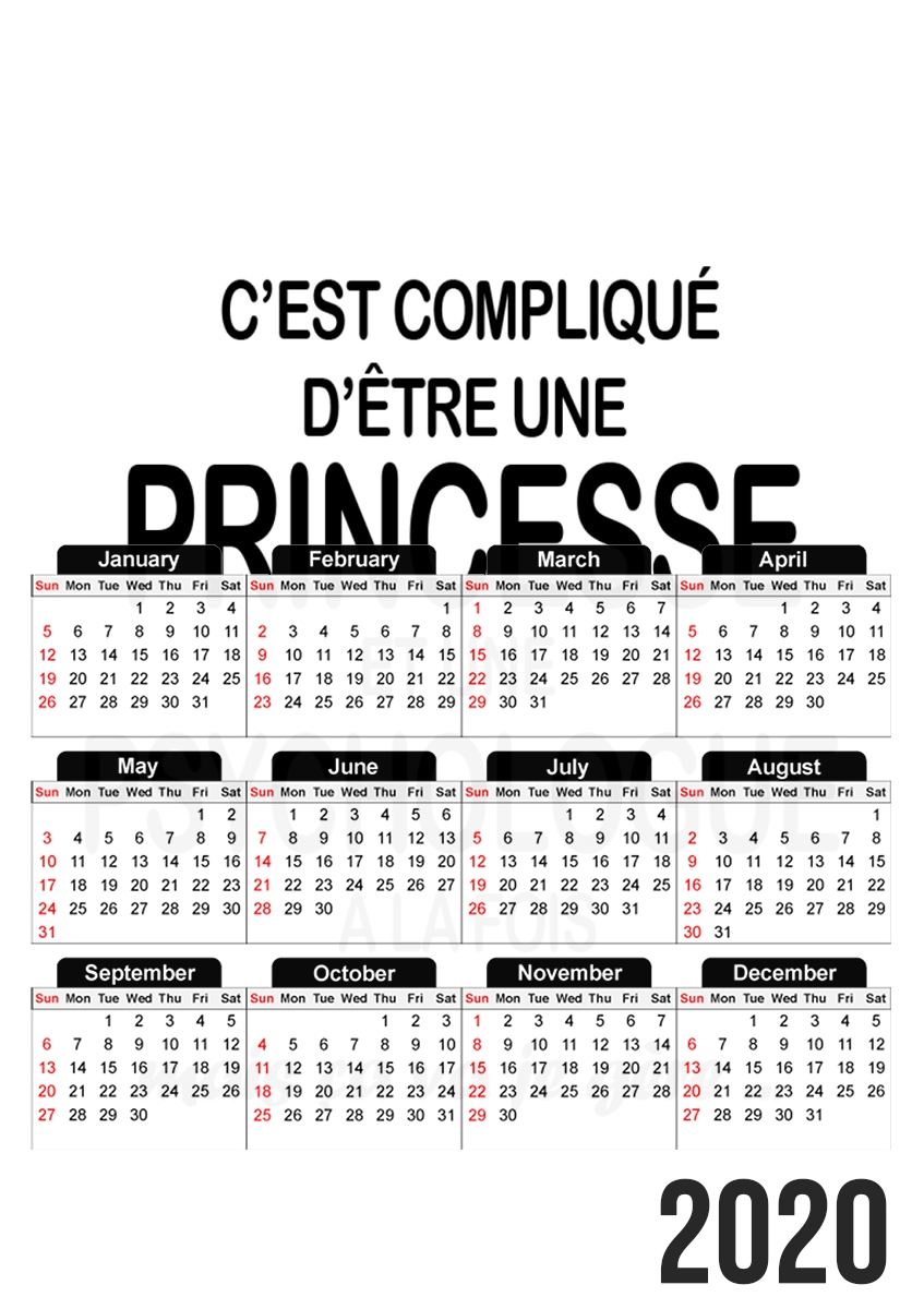  Psychologue et princesse para A3 Photo Calendar 30x43cm