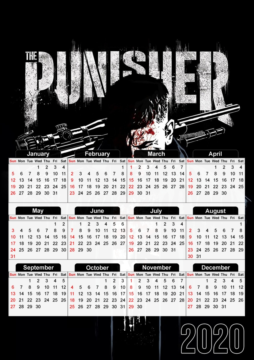  Punisher Blood Frank Castle para A3 Photo Calendar 30x43cm