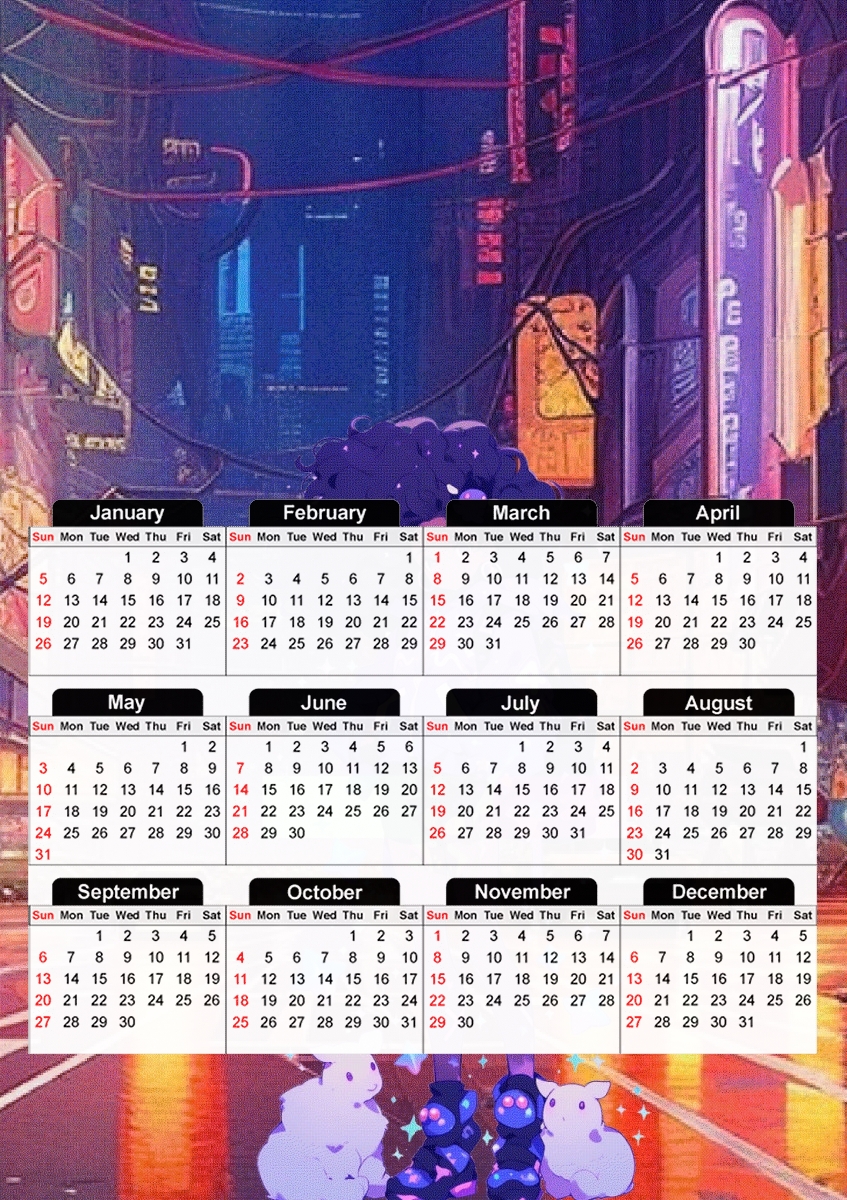  Purple girl para A3 Photo Calendar 30x43cm