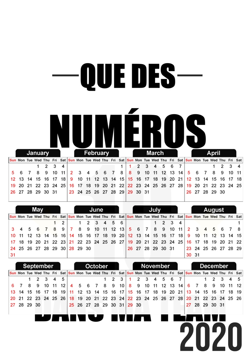  Que des numeros 10 dans ma team para A3 Photo Calendar 30x43cm