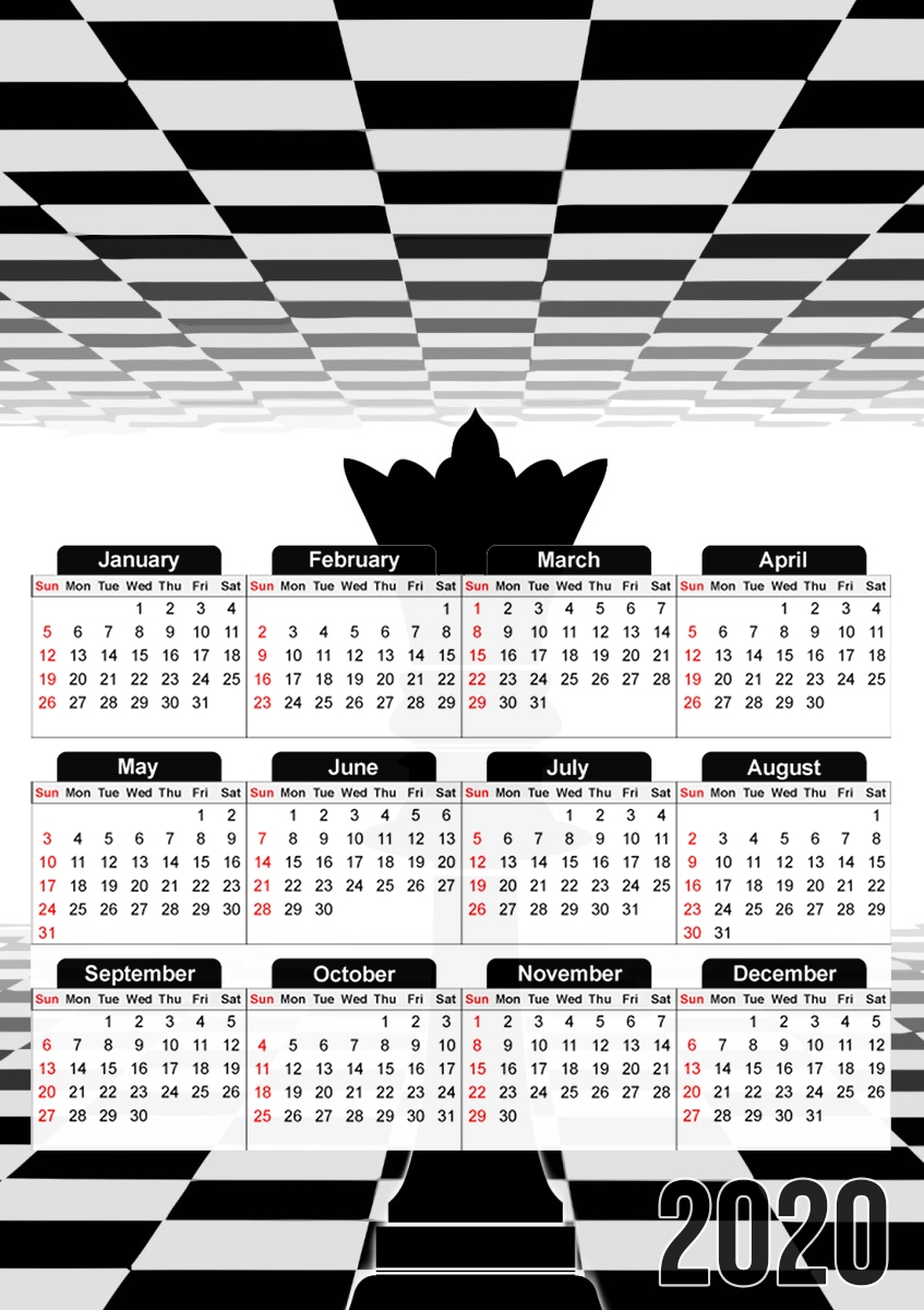  Queen Chess para A3 Photo Calendar 30x43cm