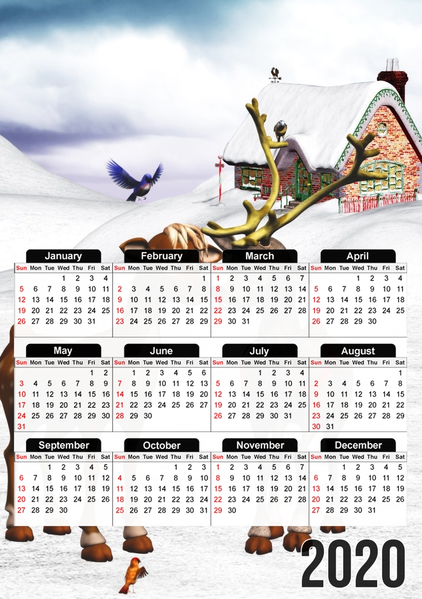  Reindeers Love para A3 Photo Calendar 30x43cm