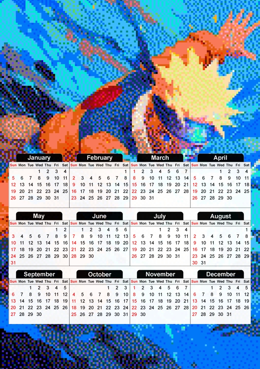  Retro Legendary Naruto para A3 Photo Calendar 30x43cm