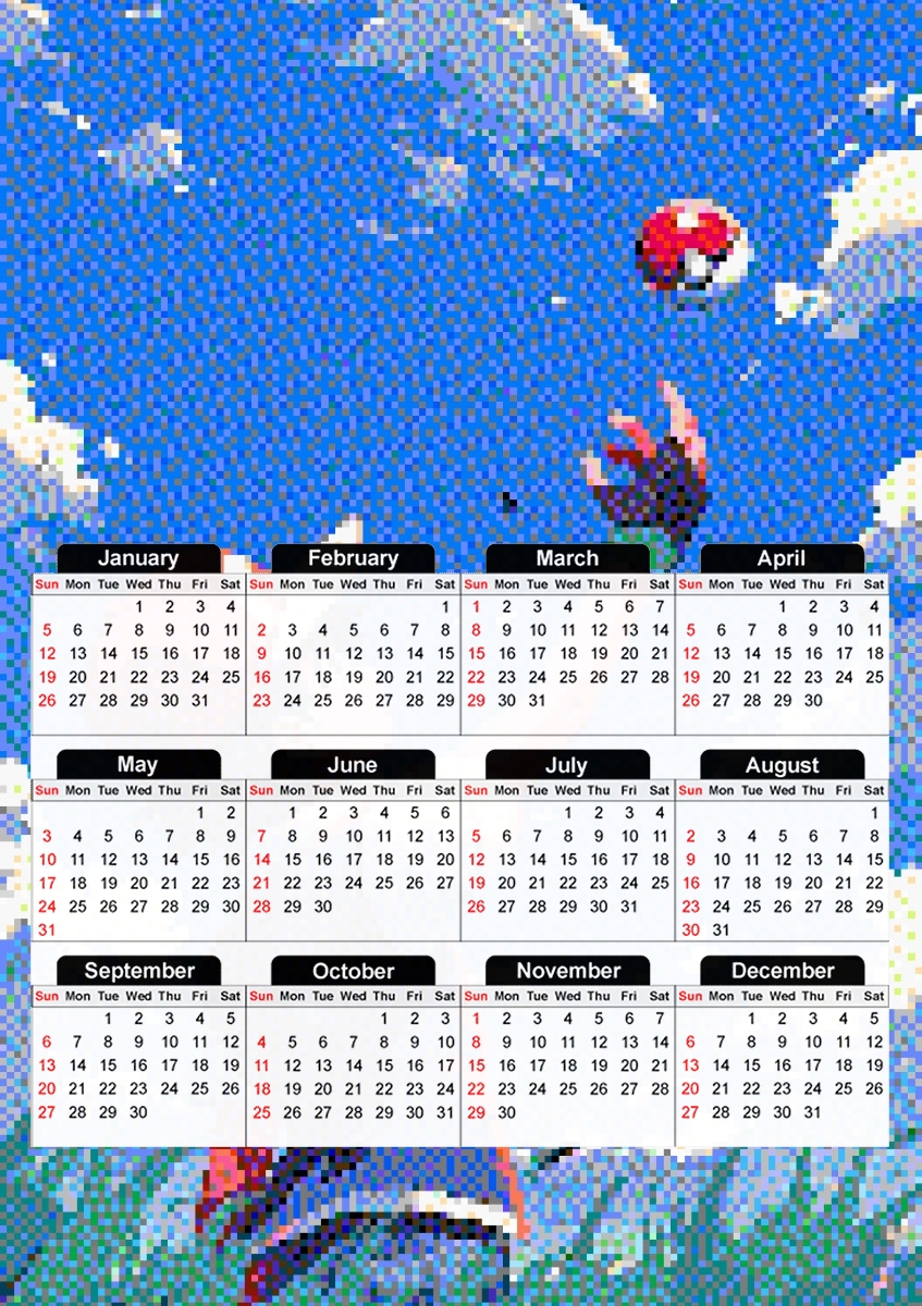  Retro Legendary Poketrainer para A3 Photo Calendar 30x43cm