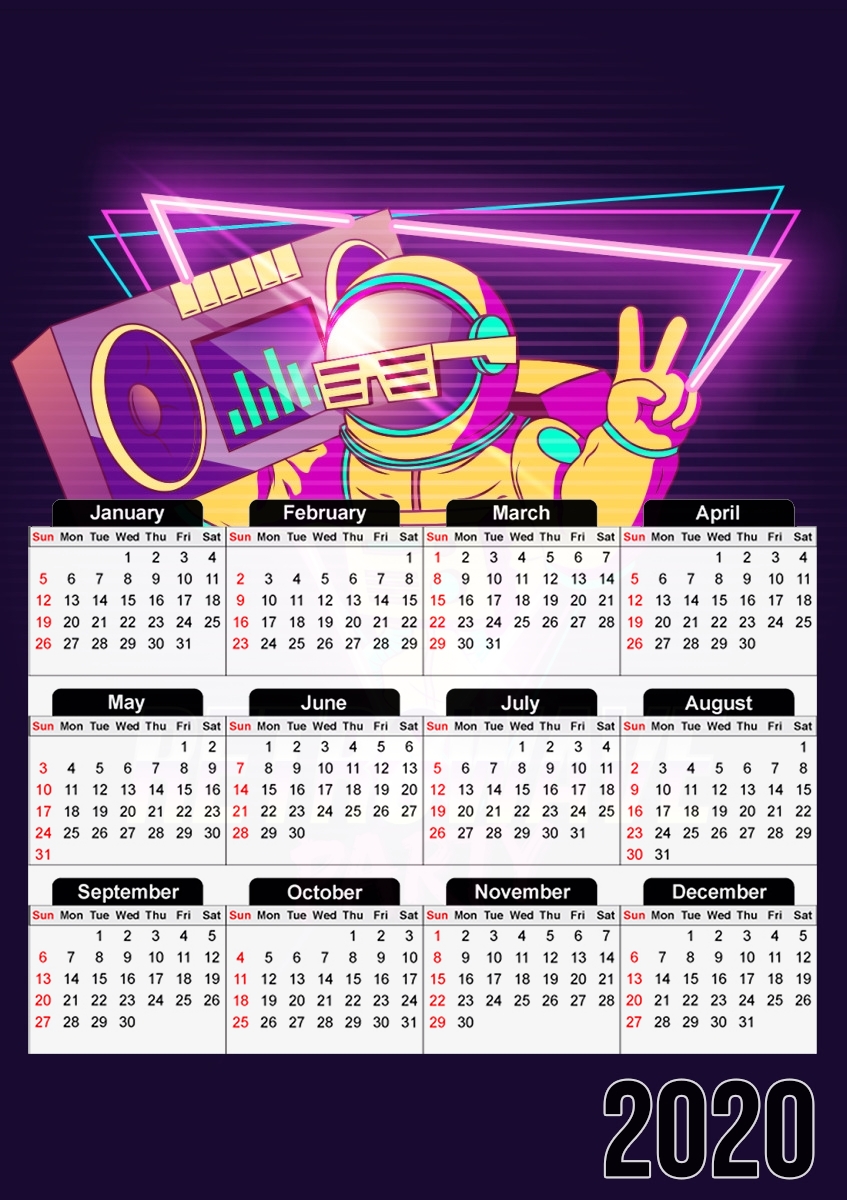  Retrowave party nightclub dj neon para A3 Photo Calendar 30x43cm