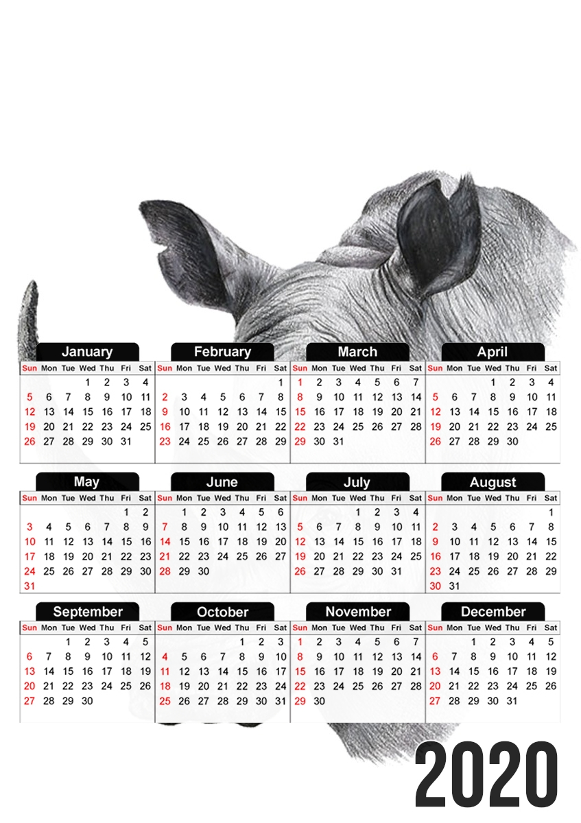  Rhino Shield Art para A3 Photo Calendar 30x43cm