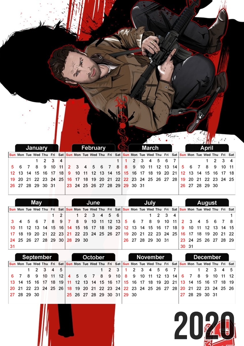  Rick Grimes from TWD para A3 Photo Calendar 30x43cm