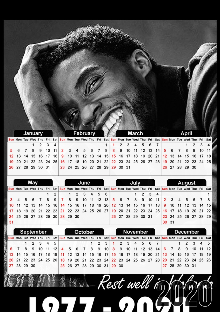  RIP Chadwick Boseman 1977 2020 para A3 Photo Calendar 30x43cm