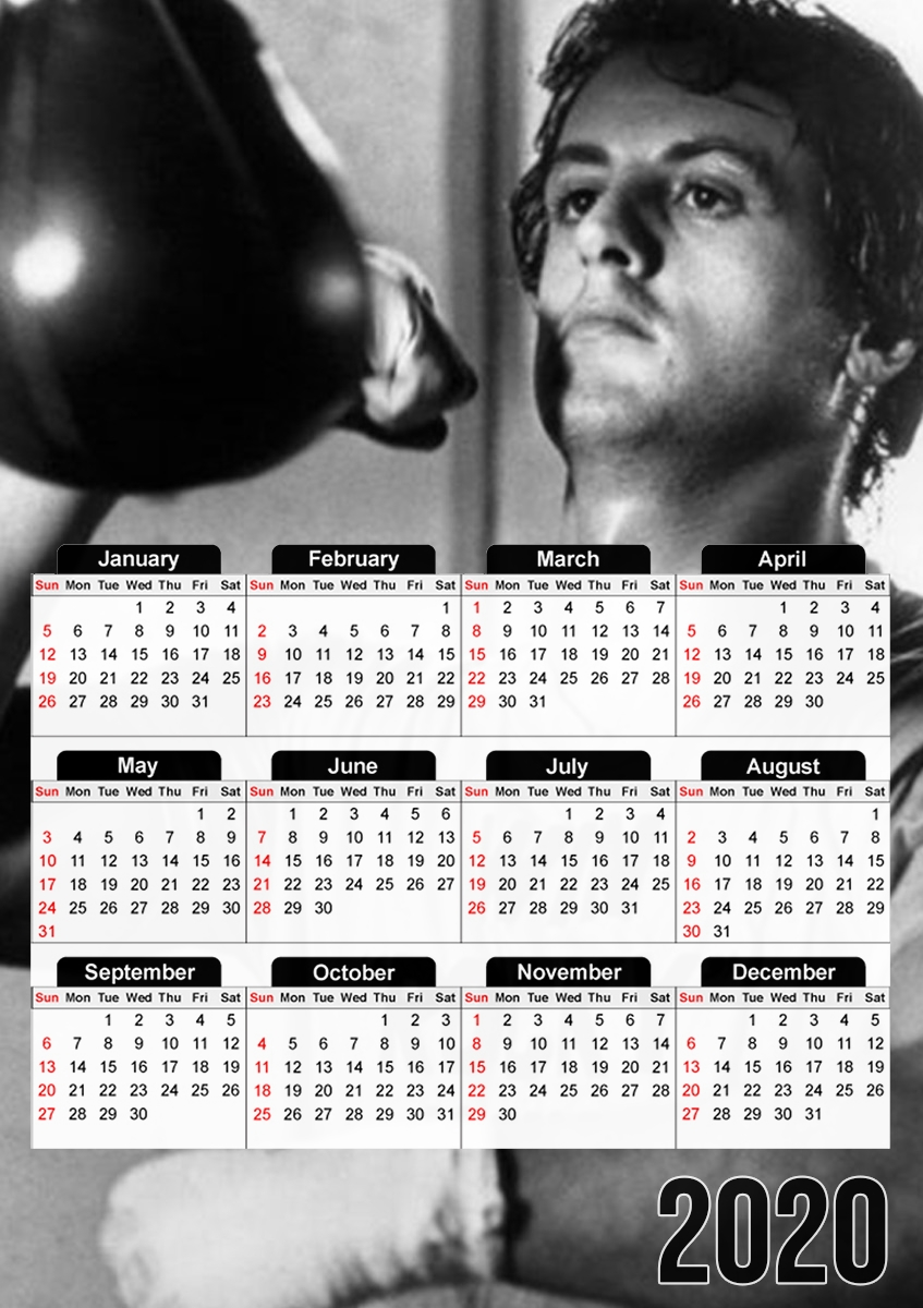  Rocky Balboa entrenamiento de pelota de punzonado para A3 Photo Calendar 30x43cm