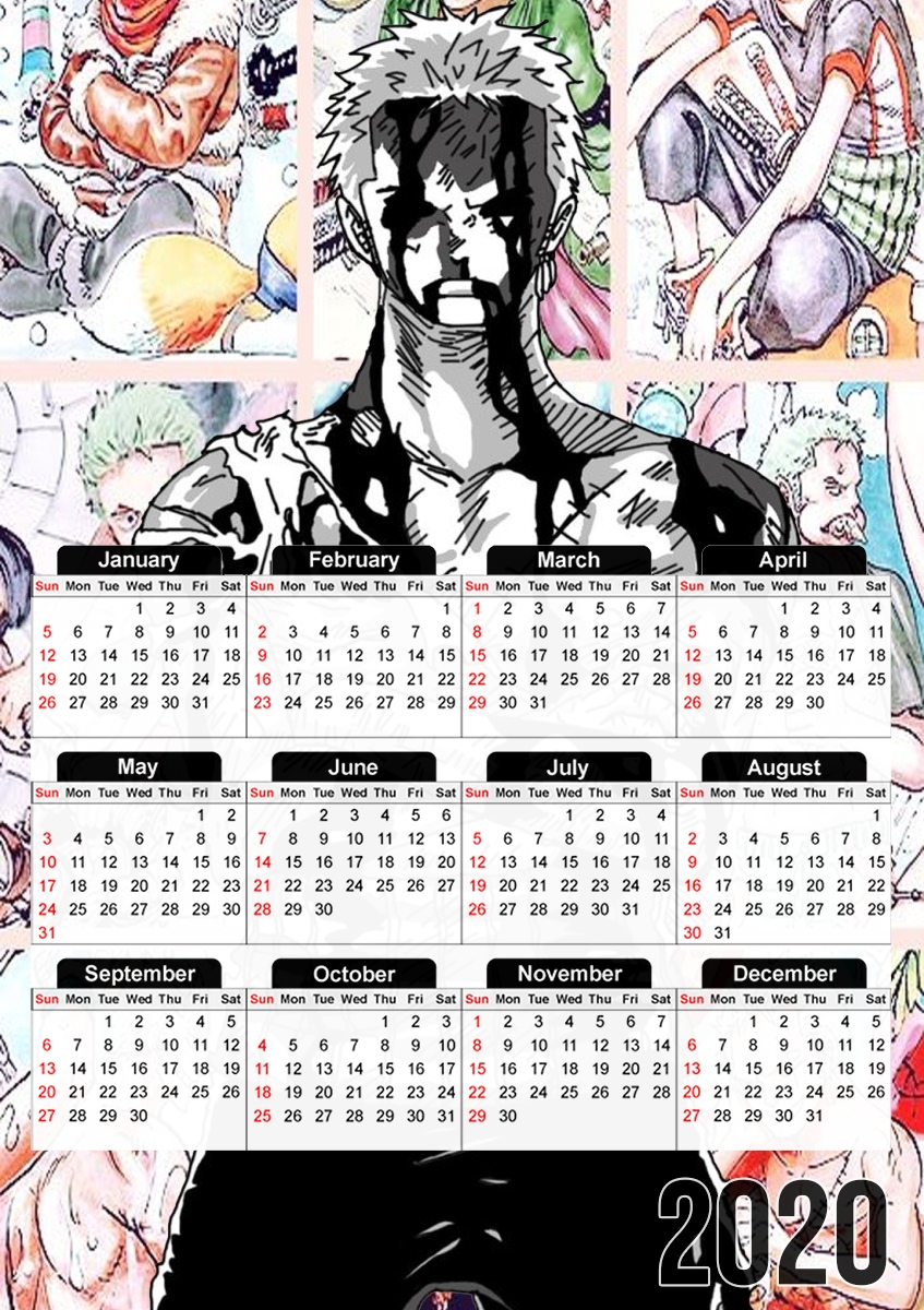  Roronoa Zoro My Life for my friends para A3 Photo Calendar 30x43cm