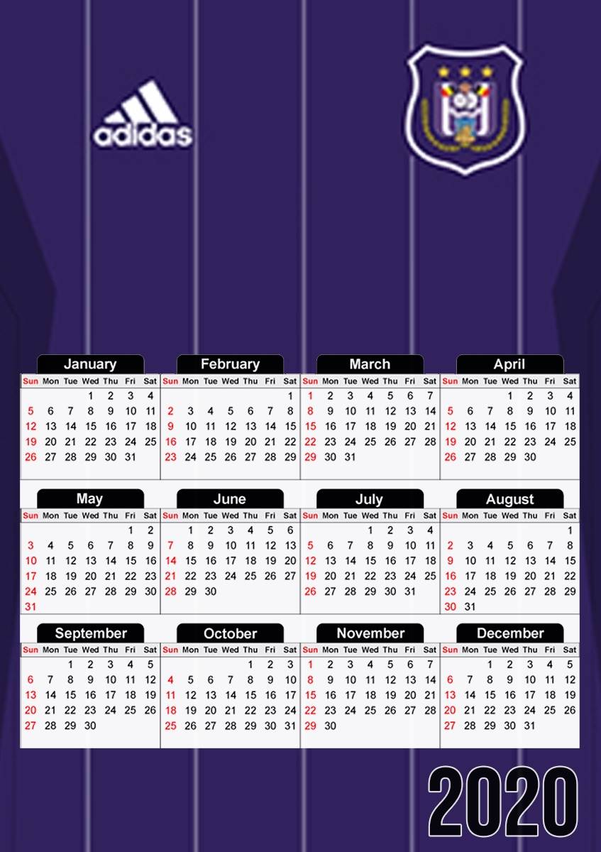  RSC Anderlecht Kit para A3 Photo Calendar 30x43cm