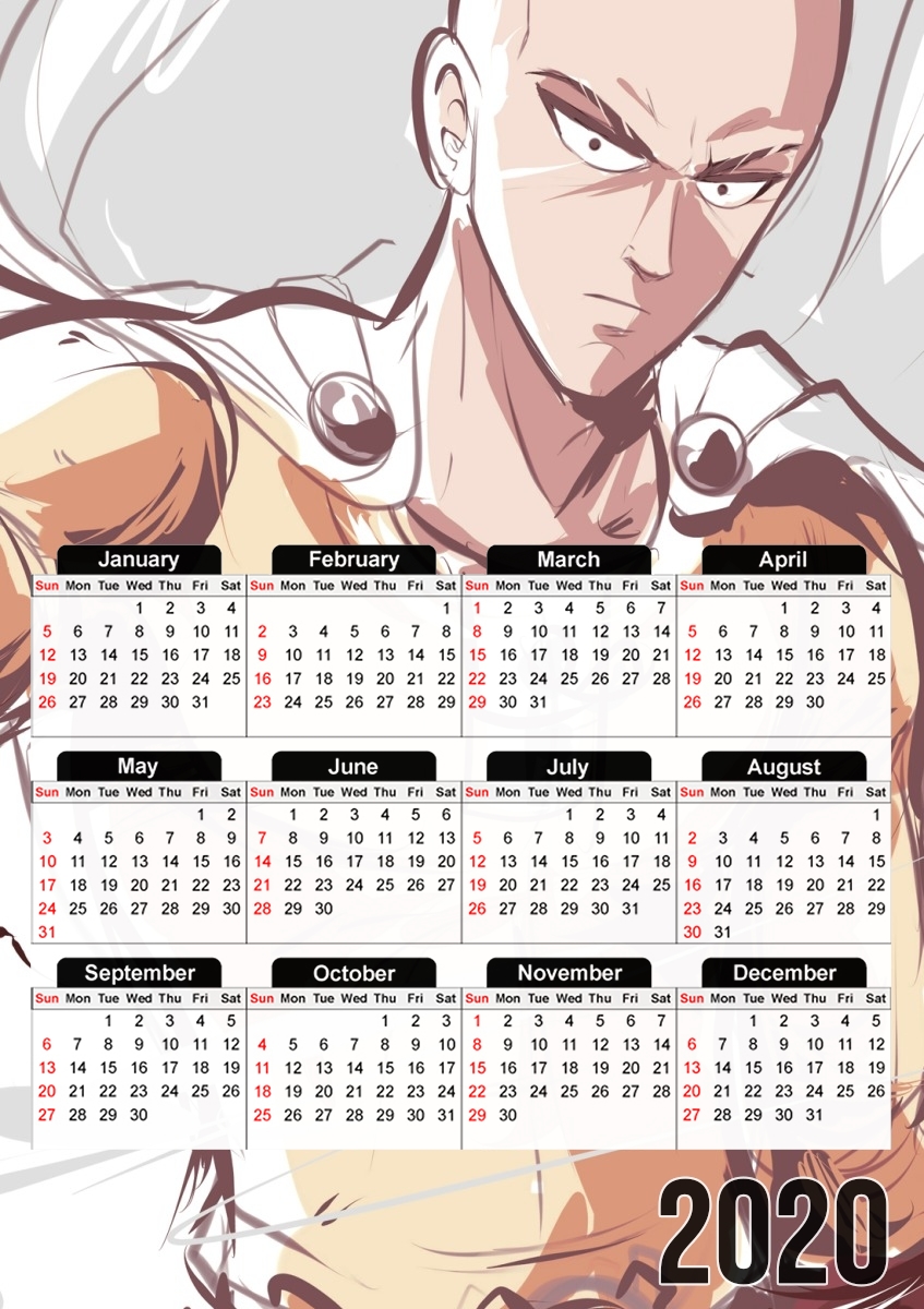  Saitama fanart para A3 Photo Calendar 30x43cm