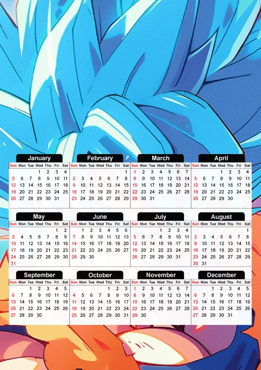  Saiyan God Blue  para A3 Photo Calendar 30x43cm