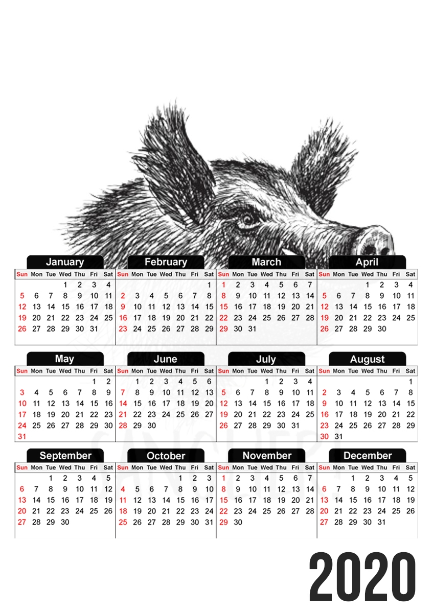  Sanglier French Gaulois para A3 Photo Calendar 30x43cm