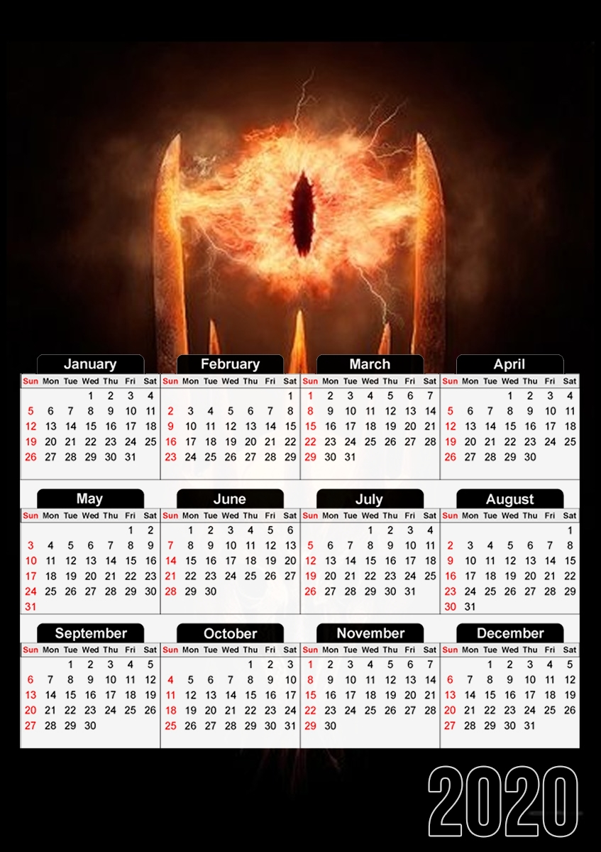  Sauron Eyes in Fire para A3 Photo Calendar 30x43cm