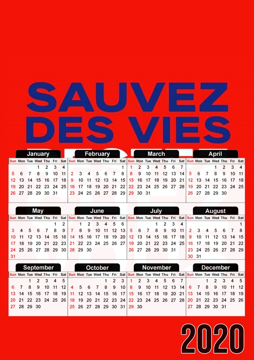  Sauvez des vies Restez chez vous para A3 Photo Calendar 30x43cm