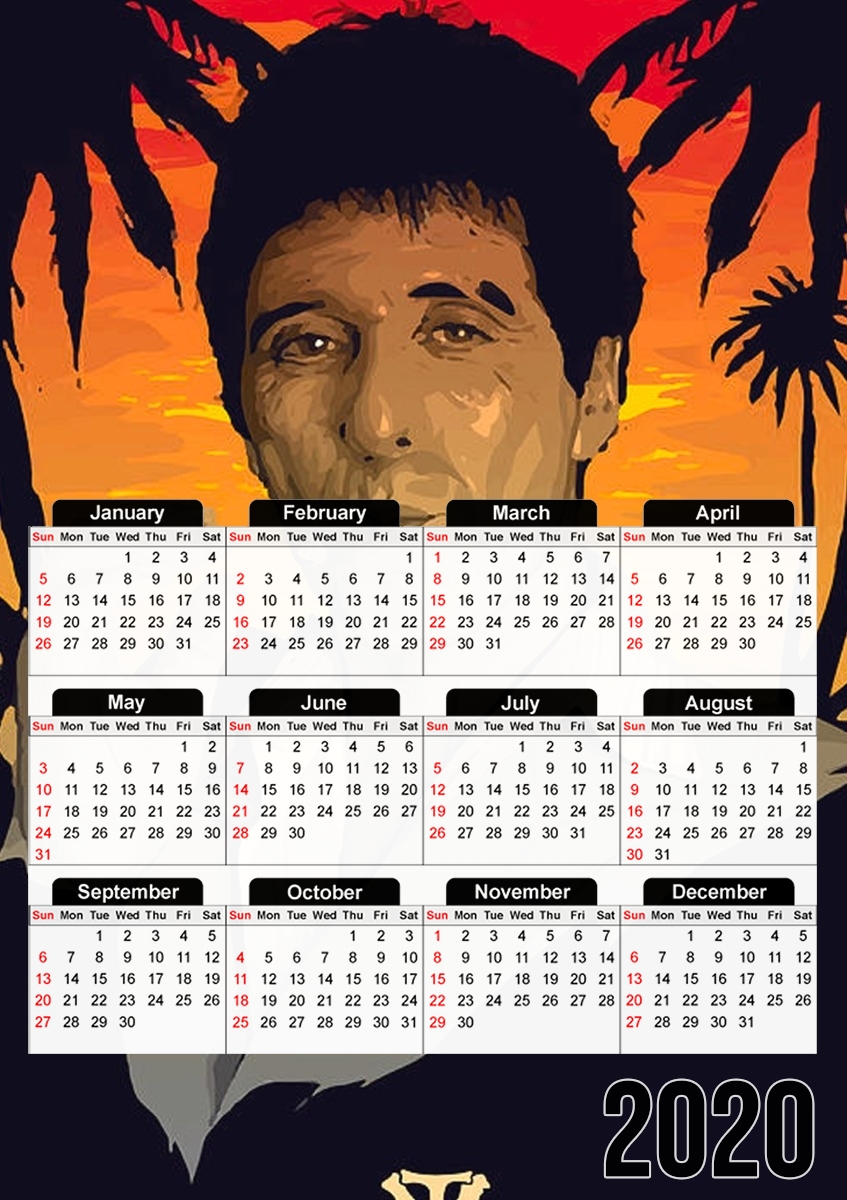  Scarface Tony Montana para A3 Photo Calendar 30x43cm