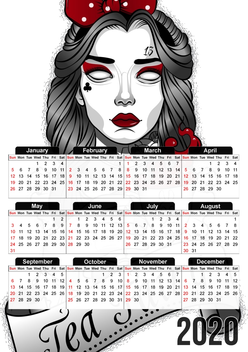  Scary zombie Alice drinking tea para A3 Photo Calendar 30x43cm