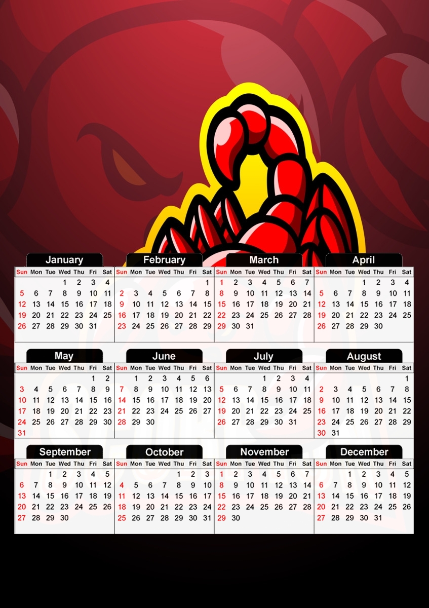  Scorpion esport para A3 Photo Calendar 30x43cm
