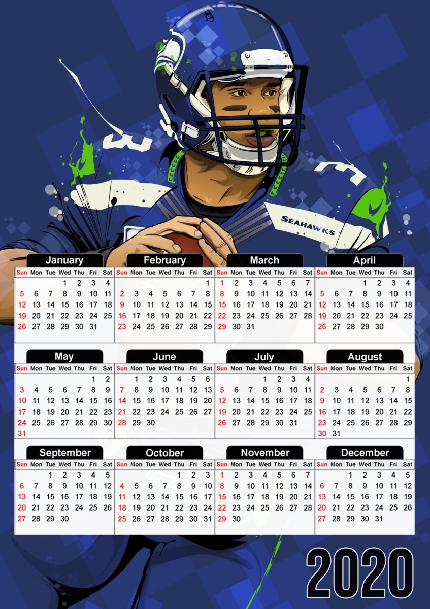  Seattle Seahawks: QB 3 - Russell Wilson para A3 Photo Calendar 30x43cm