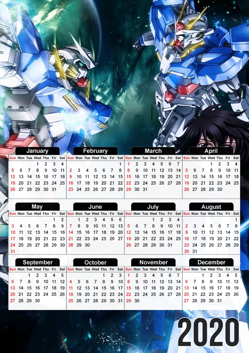  Setsuna Exia And Gundam para A3 Photo Calendar 30x43cm