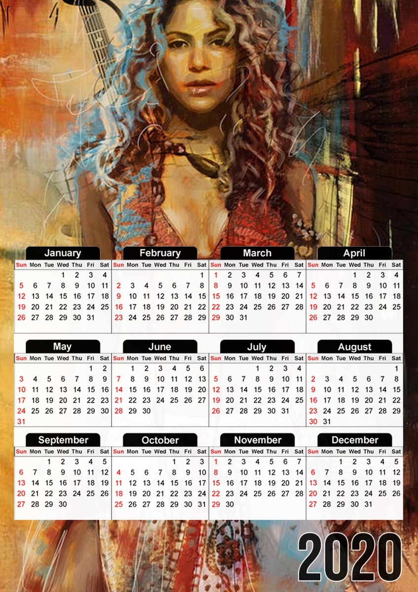  Shakira Painting para A3 Photo Calendar 30x43cm