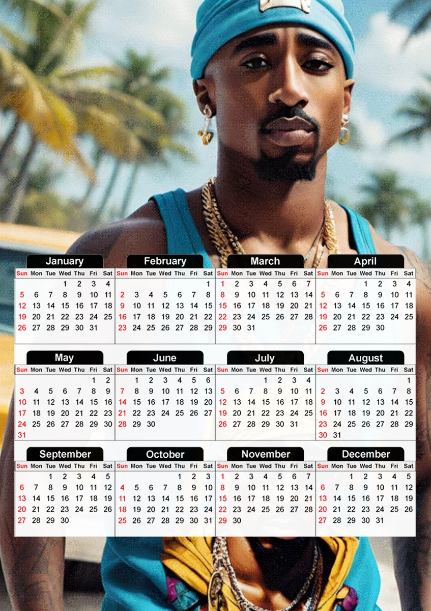  Shakur Gangsta V3 para A3 Photo Calendar 30x43cm