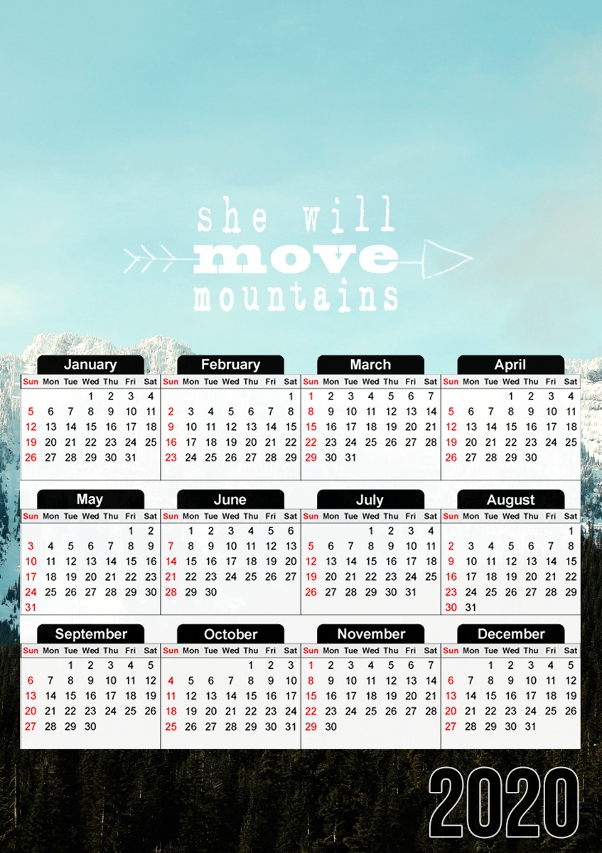  she will move mountains para A3 Photo Calendar 30x43cm