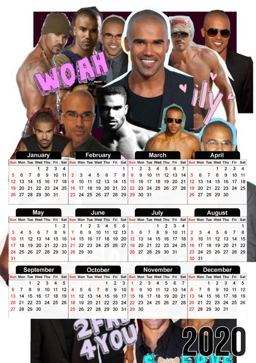  Shemar Moore collage para A3 Photo Calendar 30x43cm