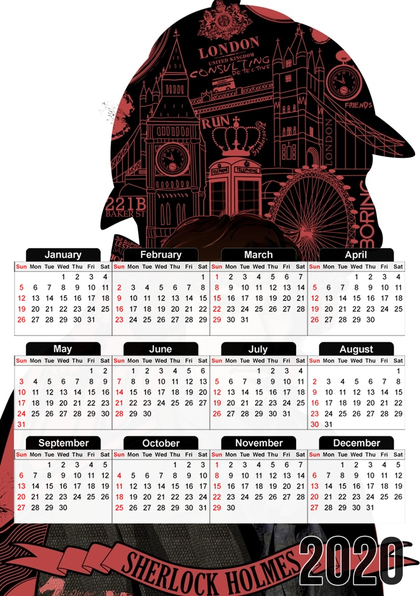  Sherlock Holmes para A3 Photo Calendar 30x43cm