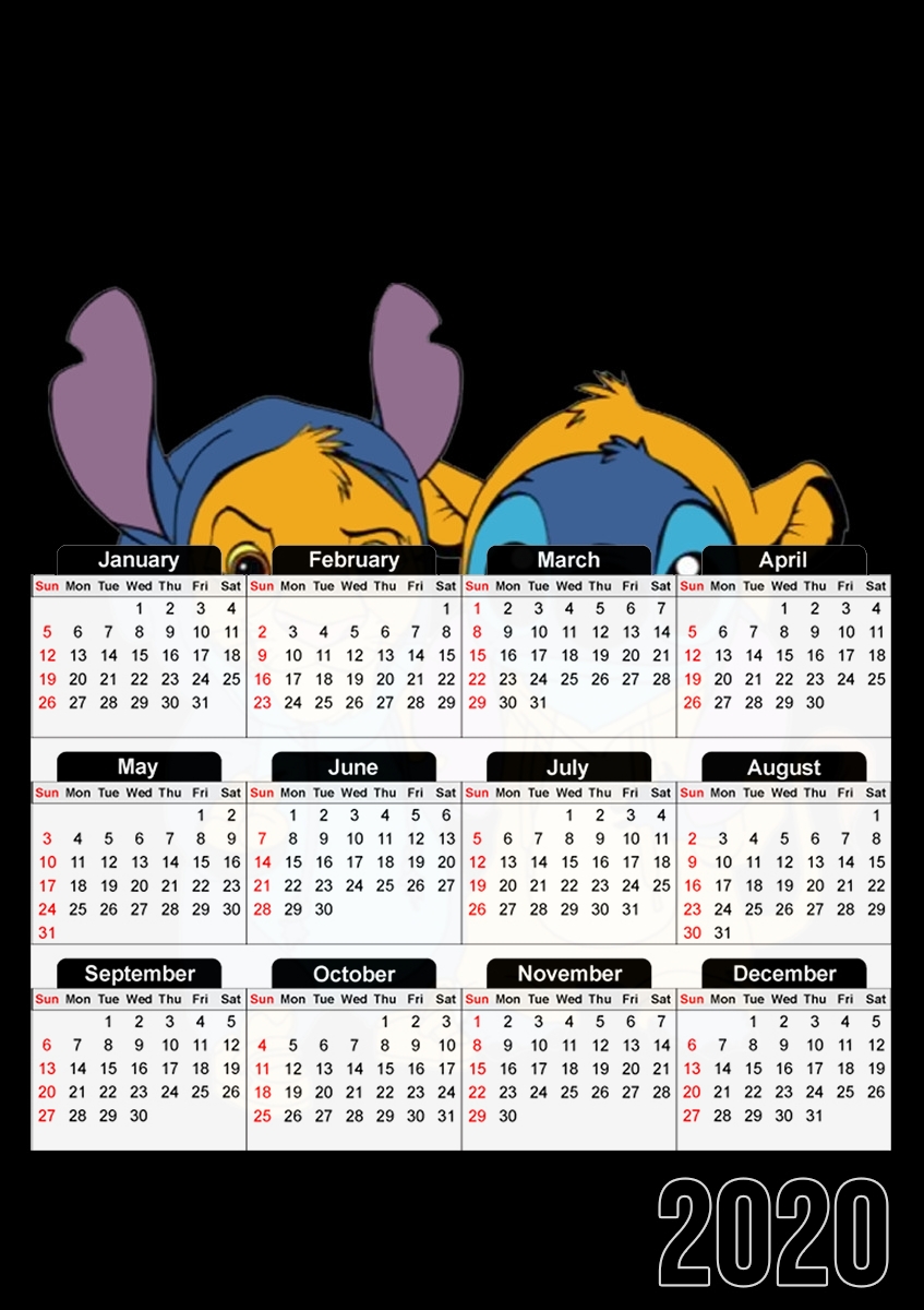  Simba X Stitch best friends para A3 Photo Calendar 30x43cm