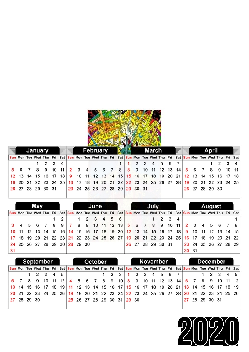  Color Skull Flashy para A3 Photo Calendar 30x43cm