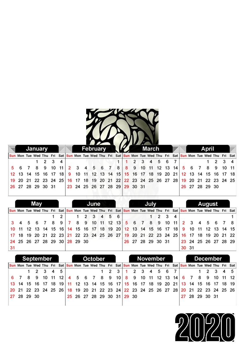  Skull Zebra White And Black para A3 Photo Calendar 30x43cm