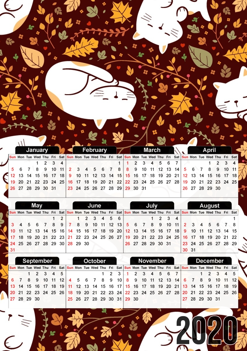  Sleeping cats seamless pattern para A3 Photo Calendar 30x43cm