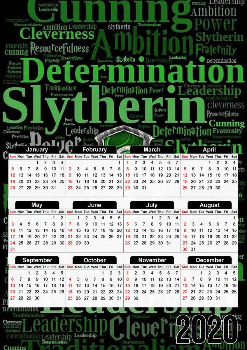  slytherin Serpentard para A3 Photo Calendar 30x43cm