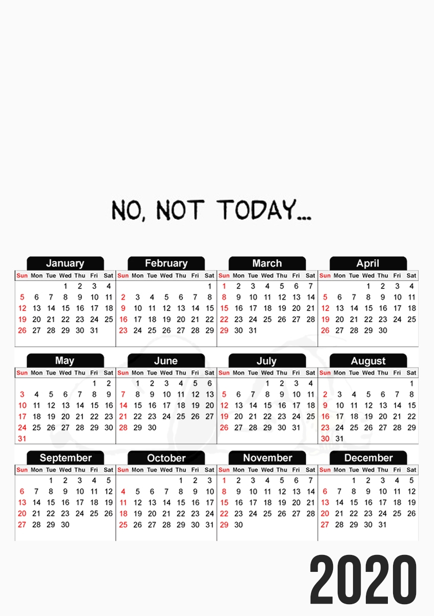  Snoopy No Not Today para A3 Photo Calendar 30x43cm