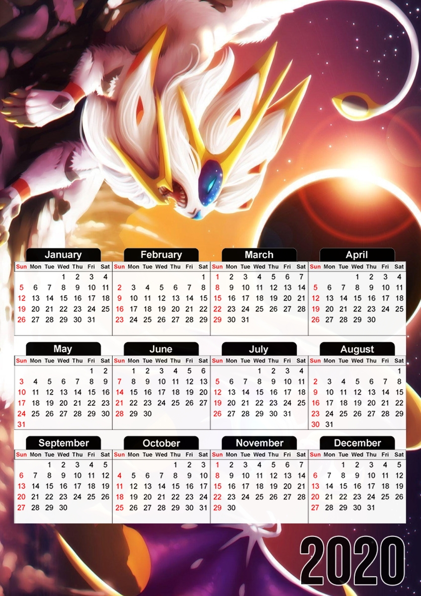  Solgaleo And Lunala para A3 Photo Calendar 30x43cm