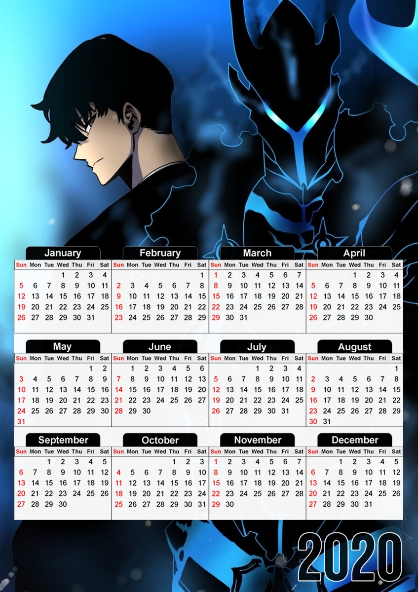  Solo Leveling Assassin Invocateur Art para A3 Photo Calendar 30x43cm