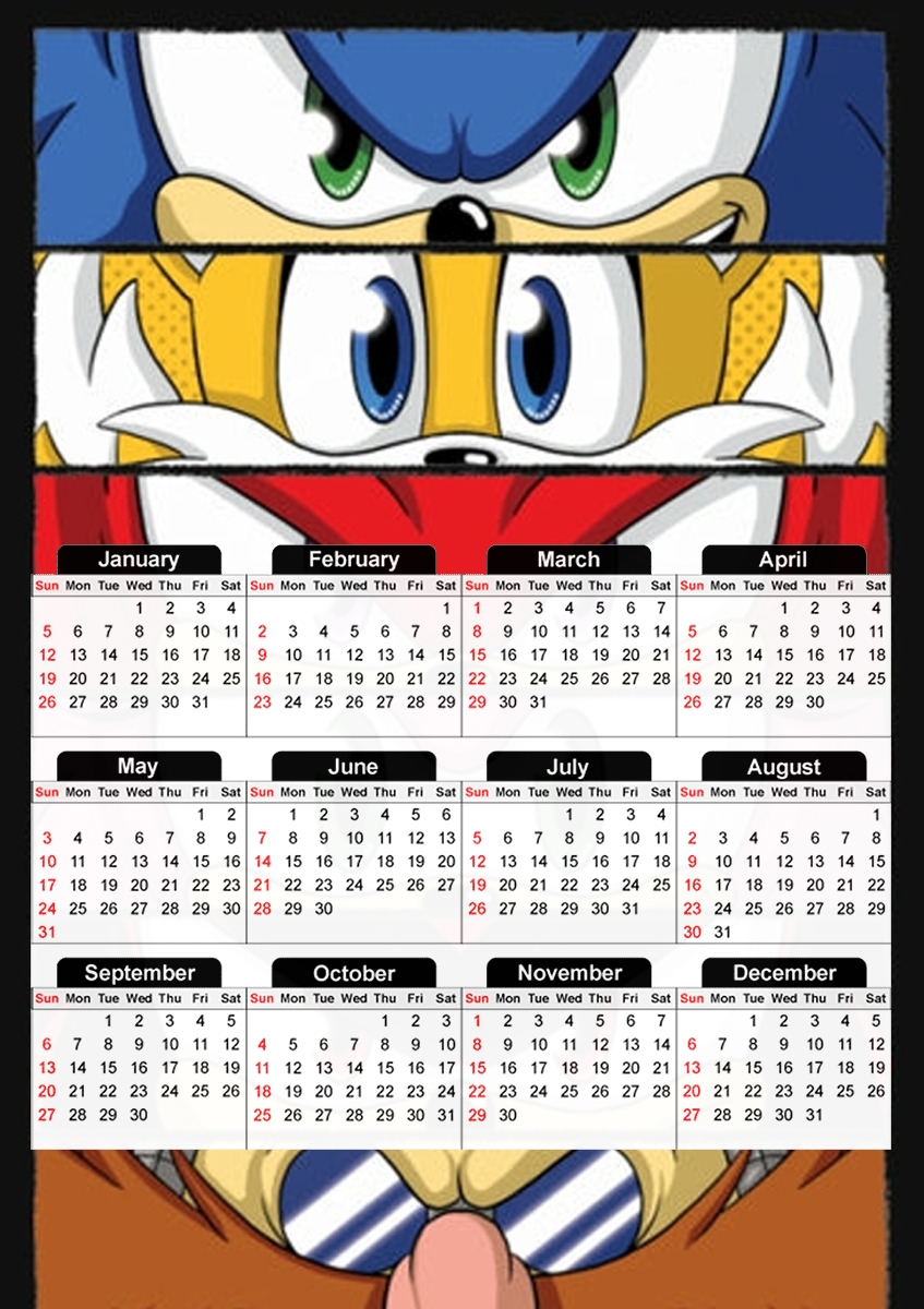  Sonic eyes para A3 Photo Calendar 30x43cm