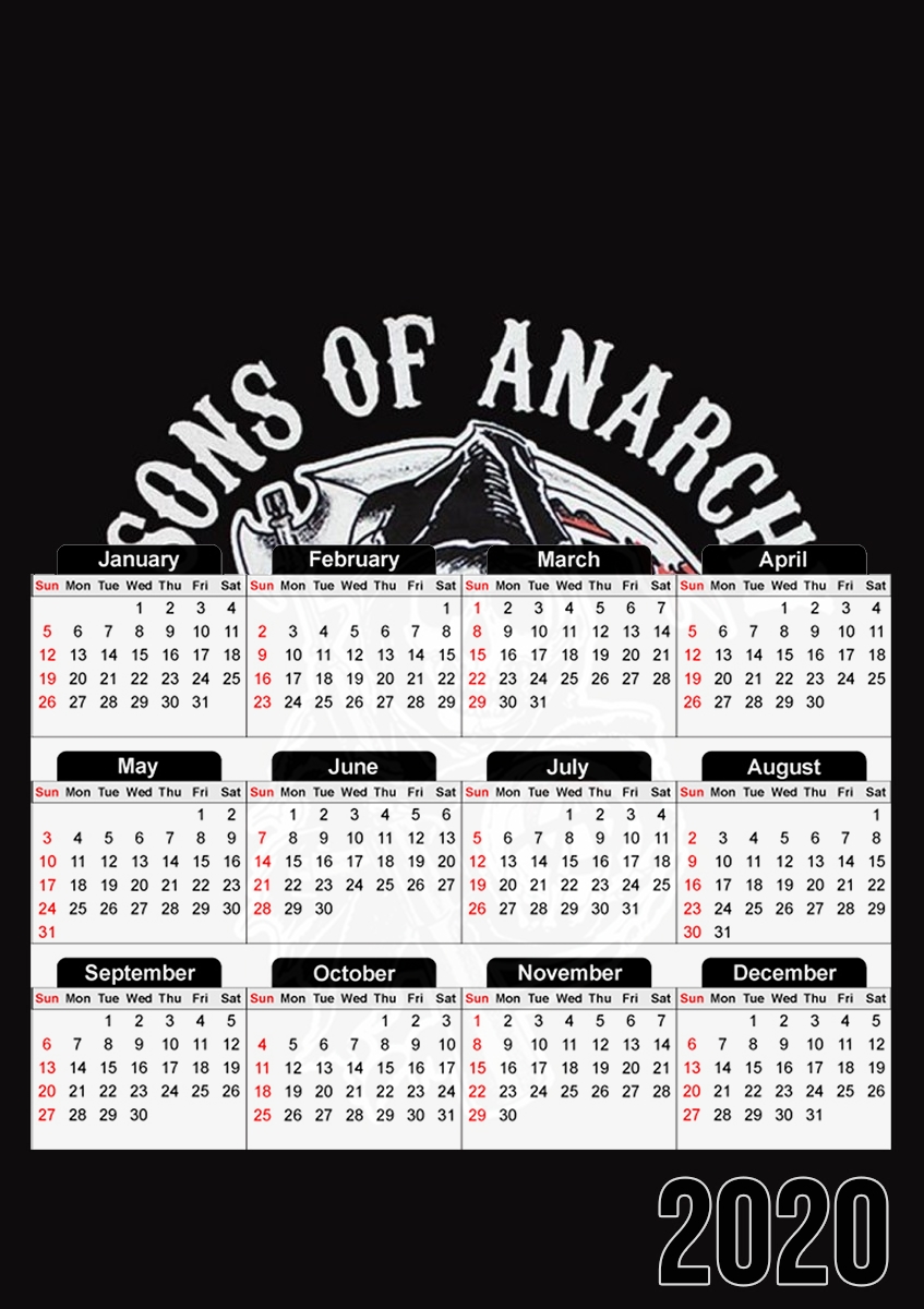  Sons Of Anarchy Skull Moto para A3 Photo Calendar 30x43cm