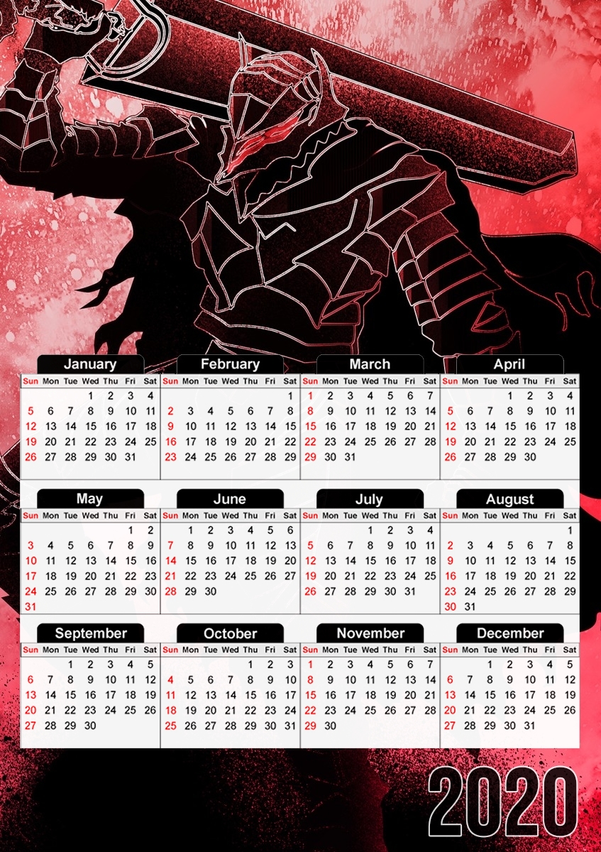  Soul of the berserker para A3 Photo Calendar 30x43cm