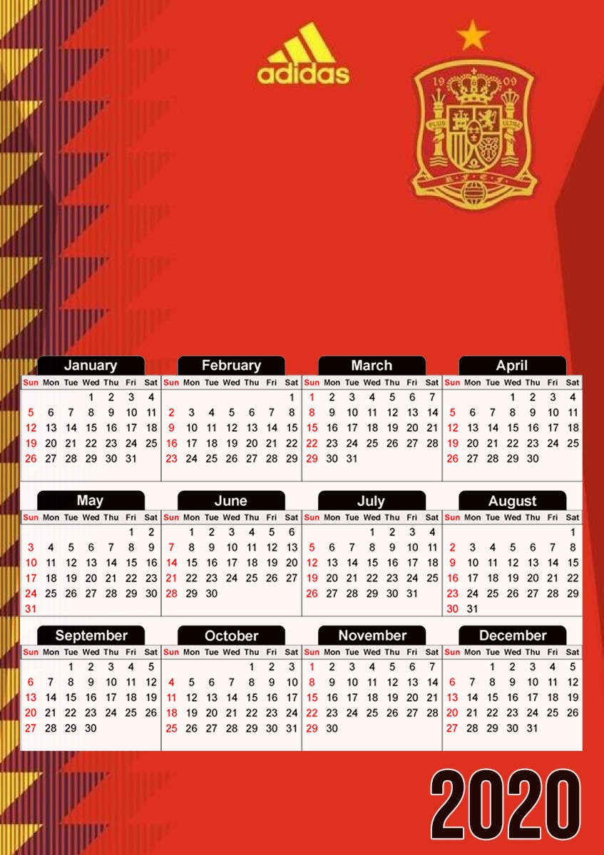  Spain World Cup Russia 2018  para A3 Photo Calendar 30x43cm