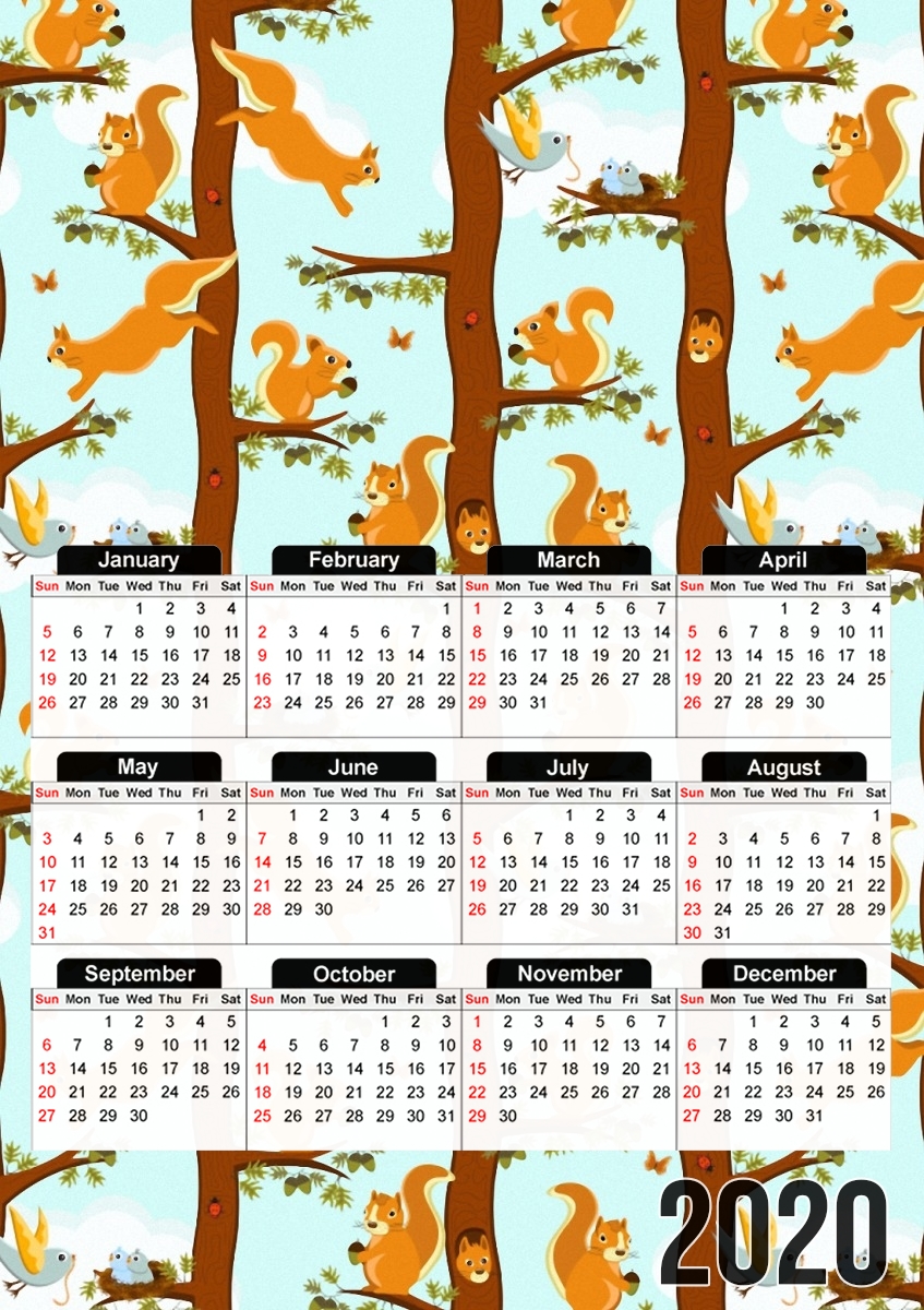  squirrel party para A3 Photo Calendar 30x43cm