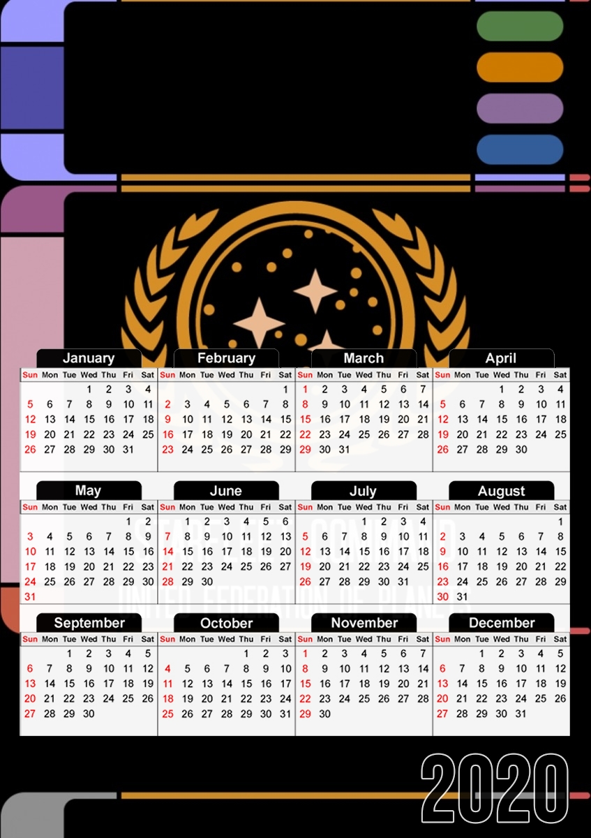  Starfleet command Star trek para A3 Photo Calendar 30x43cm