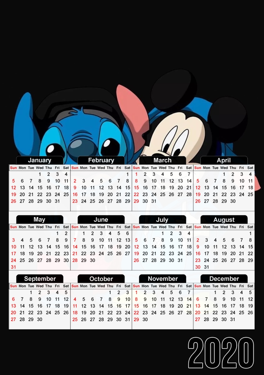  Stitch x The mouse para A3 Photo Calendar 30x43cm