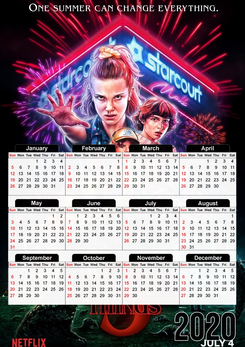  Stranger Things Saison 3 para A3 Photo Calendar 30x43cm