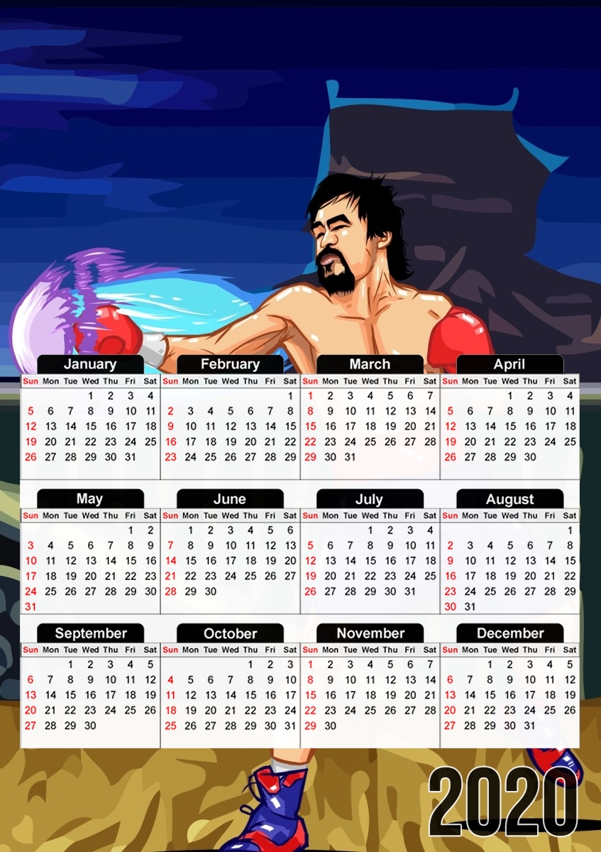  Street Pacman Fighter Pacquiao para A3 Photo Calendar 30x43cm