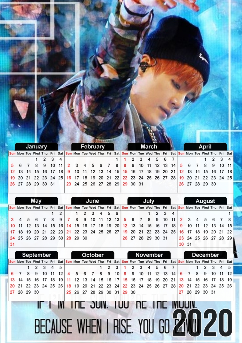  Suga BTS Kpop para A3 Photo Calendar 30x43cm